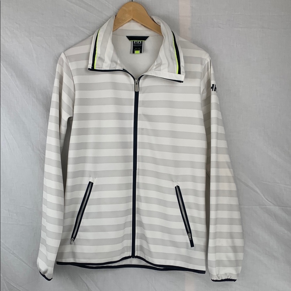 Helly Hansen White and Gray Striped Windbreaker